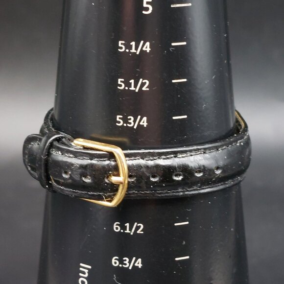 Vintage Signature Studio Quartz Watch Gold & Silver Tone Black Leather Strap - Picture 8 of 10